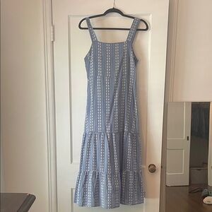Madewell Blue and White Patterned Midi Dress Size 4